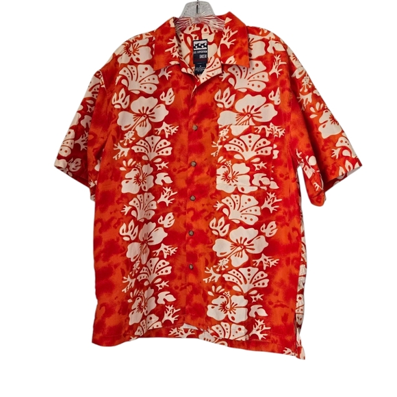 U.S Expedition Since 94 Men's Orange & White Hawaiian Print Shirt - Picture 1 of 13